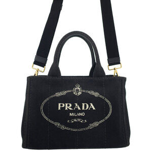 Prada Canapa 2way Tote Bag Canvas Black